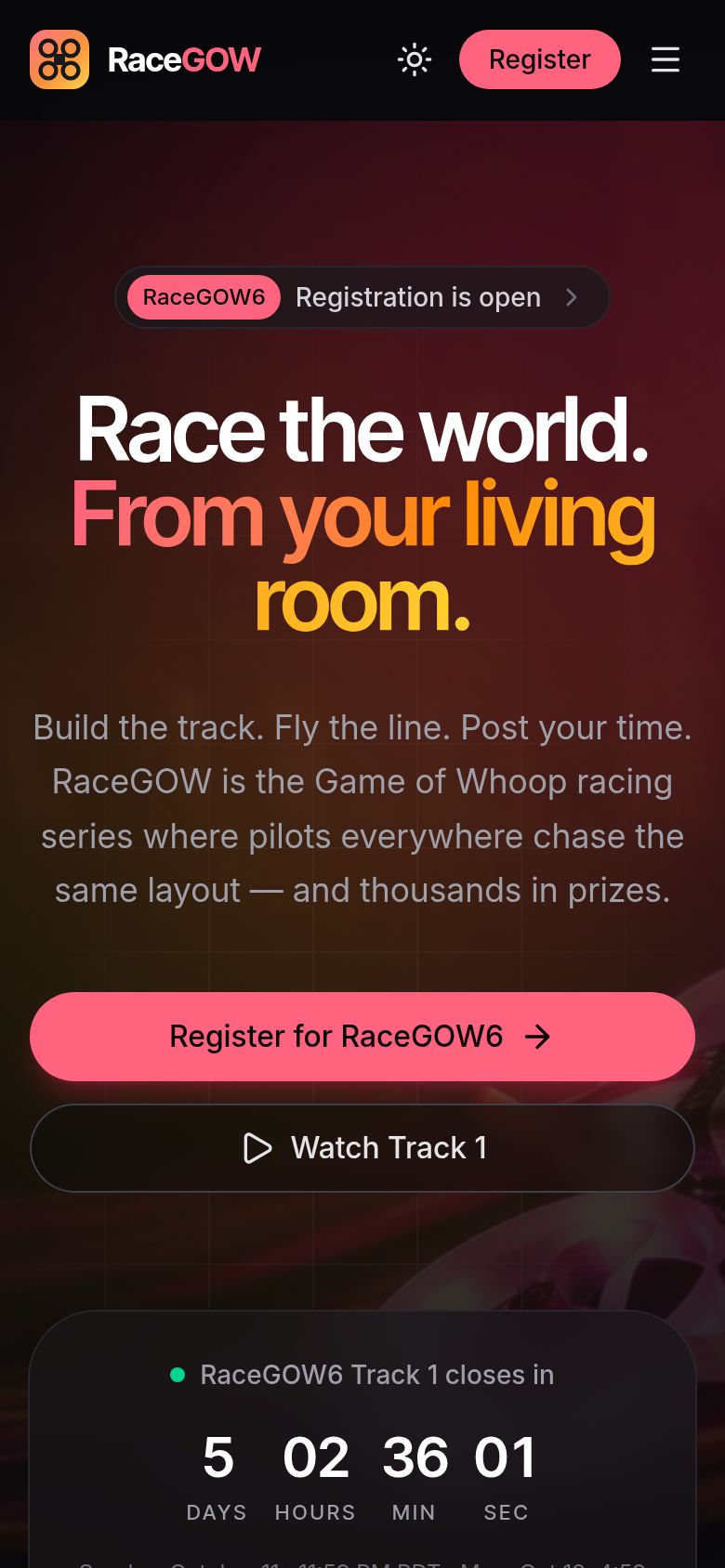 RaceGOW on a phone