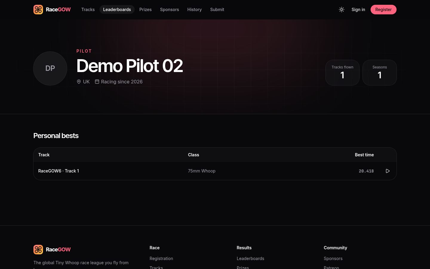 Screenshot: Pilot profiles