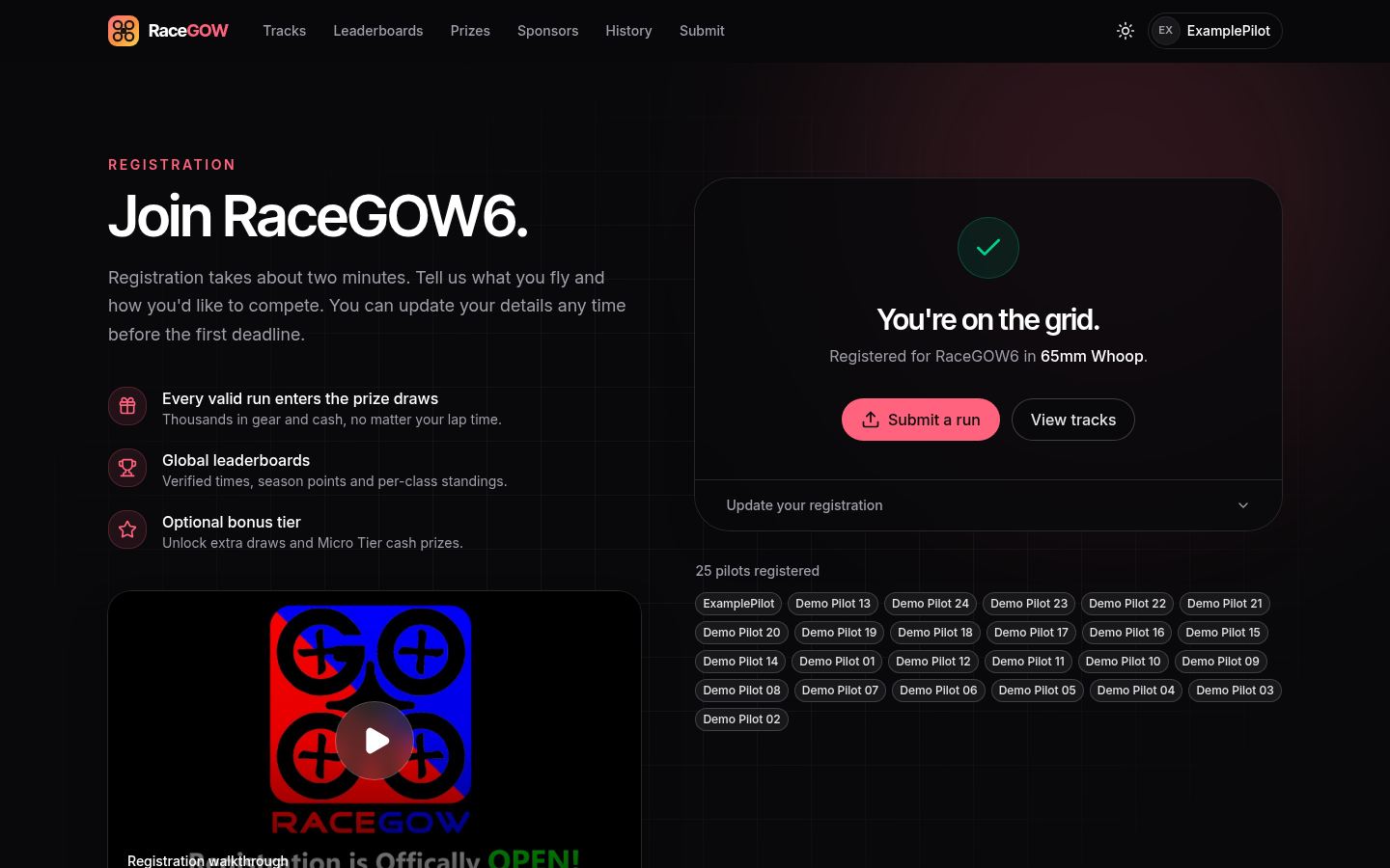 Screenshot: Registration