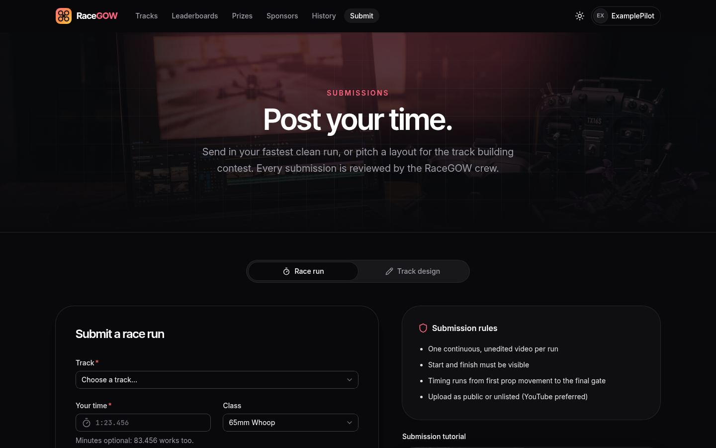 Screenshot: Submissions